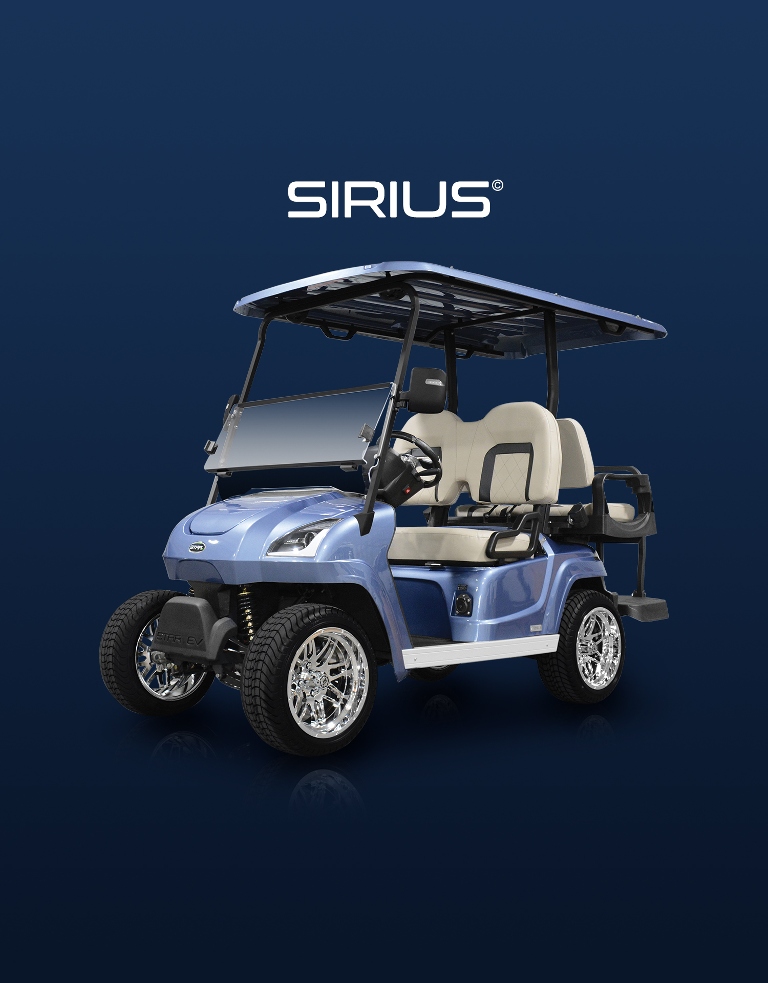 Star EV Sirius model electric cart parked outdoors