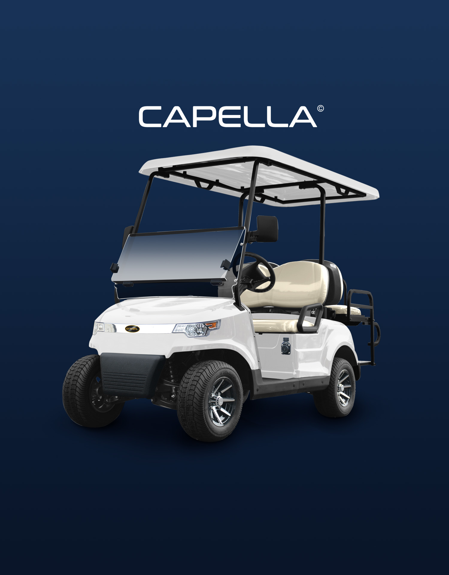 Star EV Capella model electric cart on display